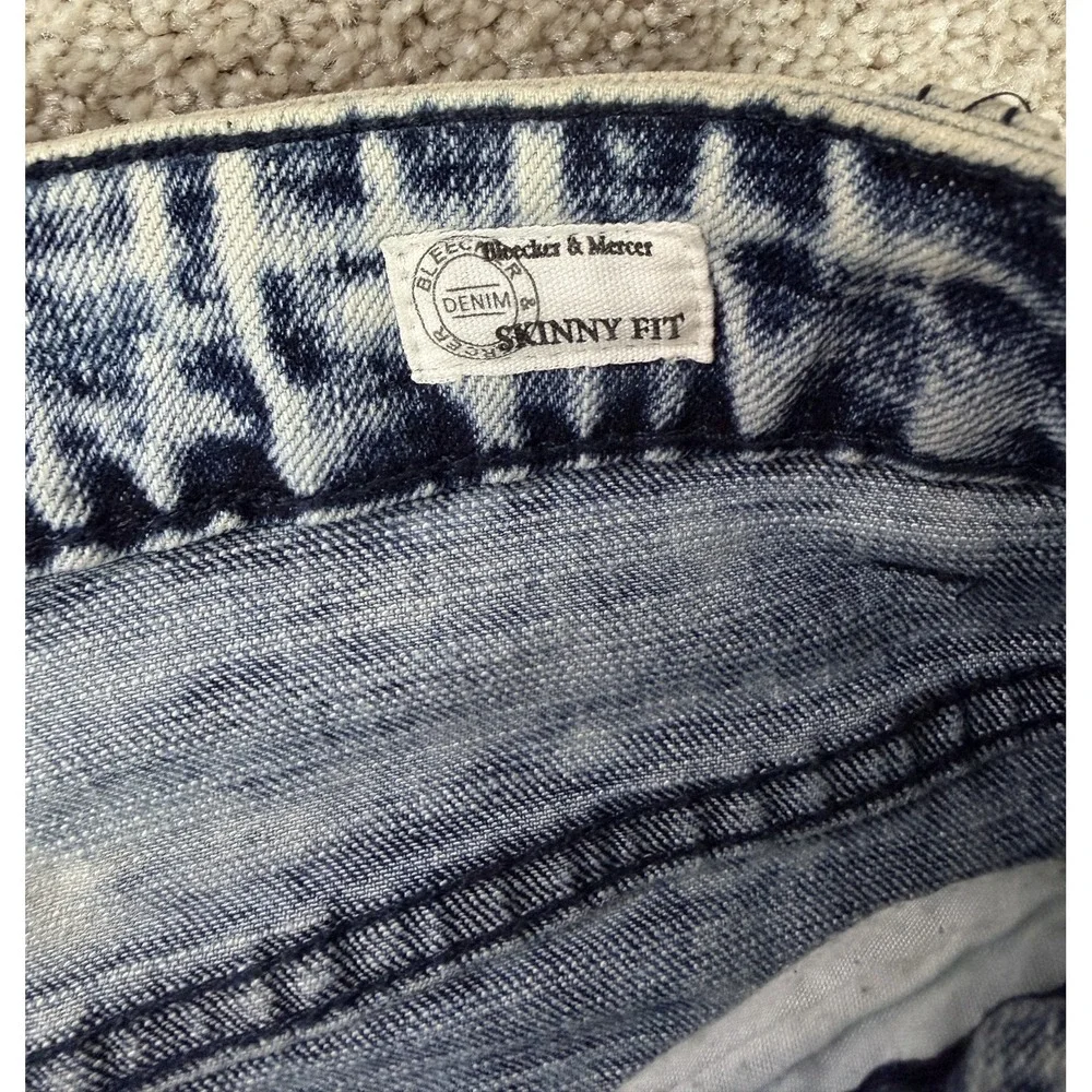 Bleecker & Mercer Men's Blue Straight Jeans 42x34 (Fits 42x33) Jeans Distressed